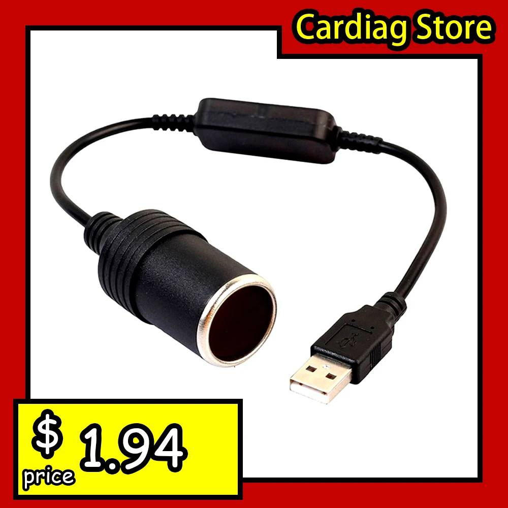 5V 2A USB мужчина к 12V розетка для автомобильного прикуривателя конвертер Кабель