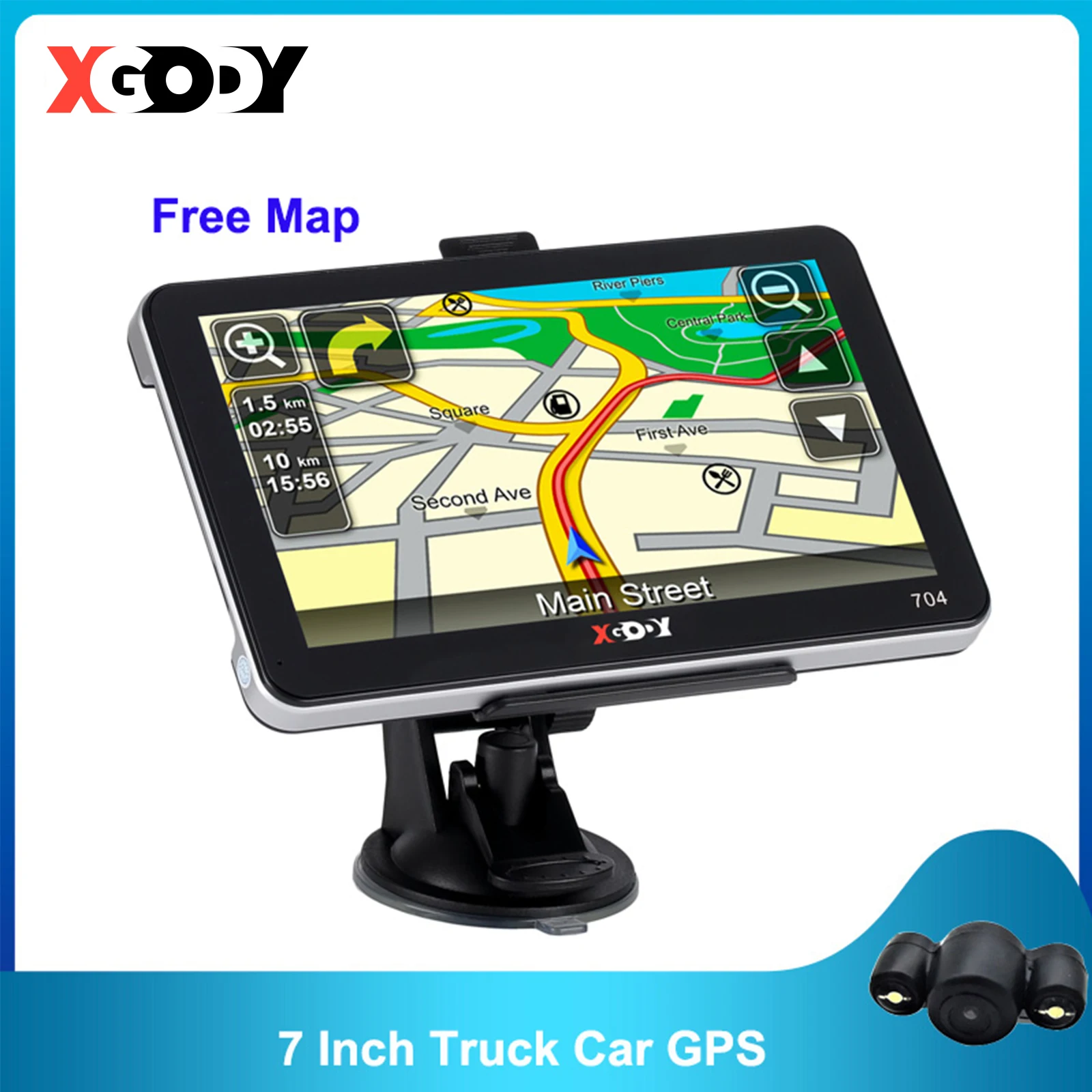 

XGODY 704 7 Inch Car GPS Navigation FM Bluetooth AVIN Sat Nav Truck Navigator GPS Reverse Camera Russia Europe Map Automobile
