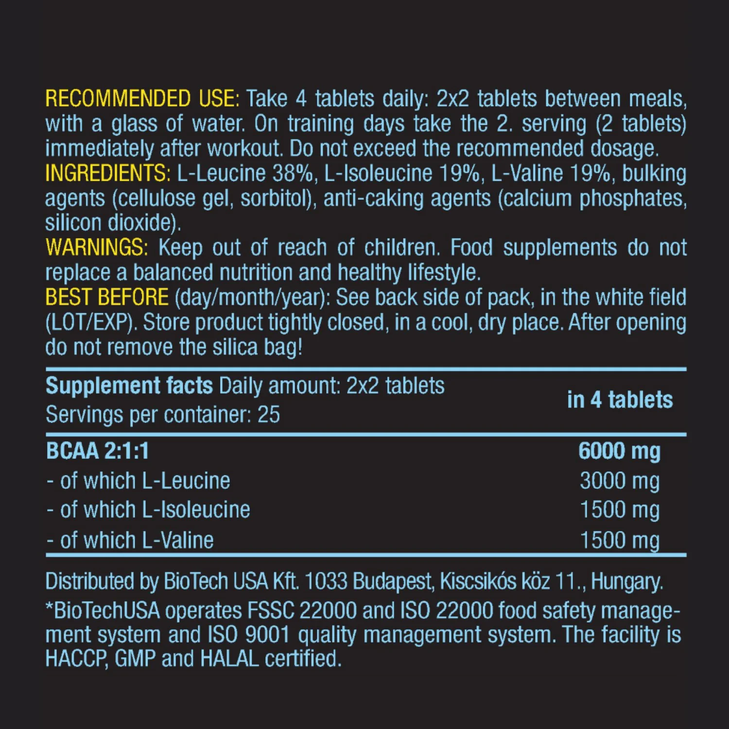 БЦАА 6000 / BioTechUSA BCAA /100 таблетки |