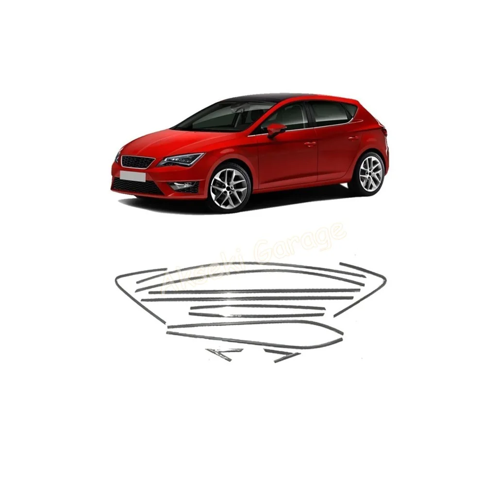 

Seat Leon 2013-2019 Full Tour 12 Pcs. Chrome Window Streamer Stainless Steel-Trunk Trim Auto Styling Accessories Wings Ornament