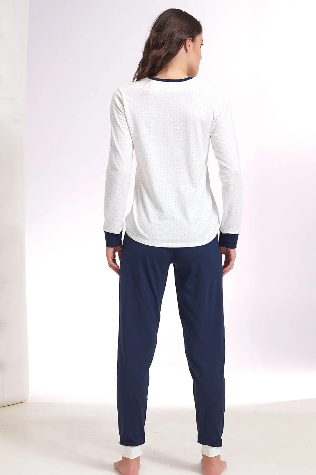 NEW SEASONAL Women's White Navy Printed Pajamas Set