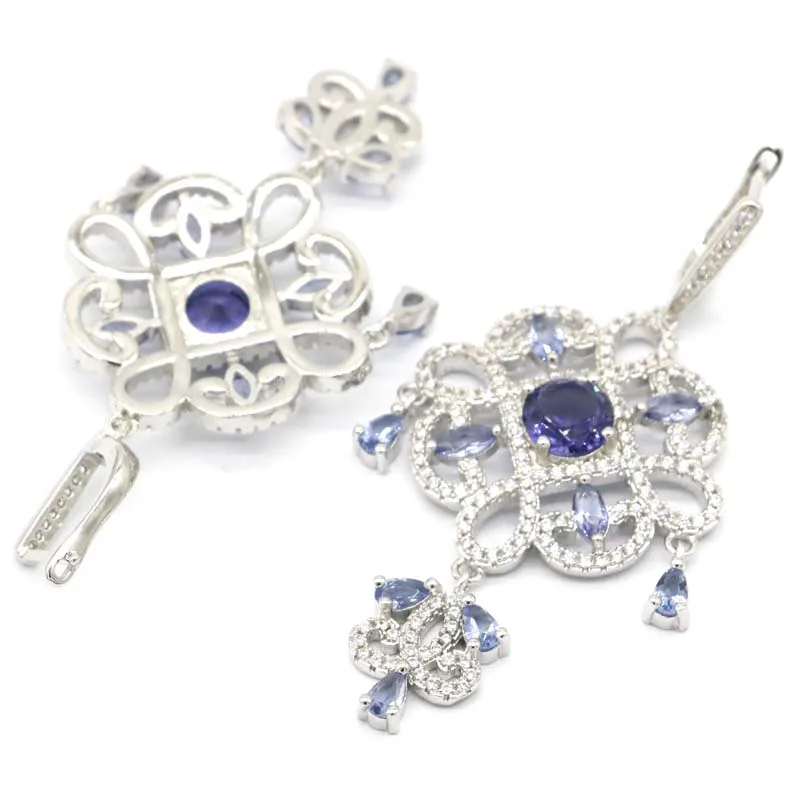 66x31 мм 2021 новый дизайн длинные большие 21 г камень Iolite Белый CZ женские ювелирные