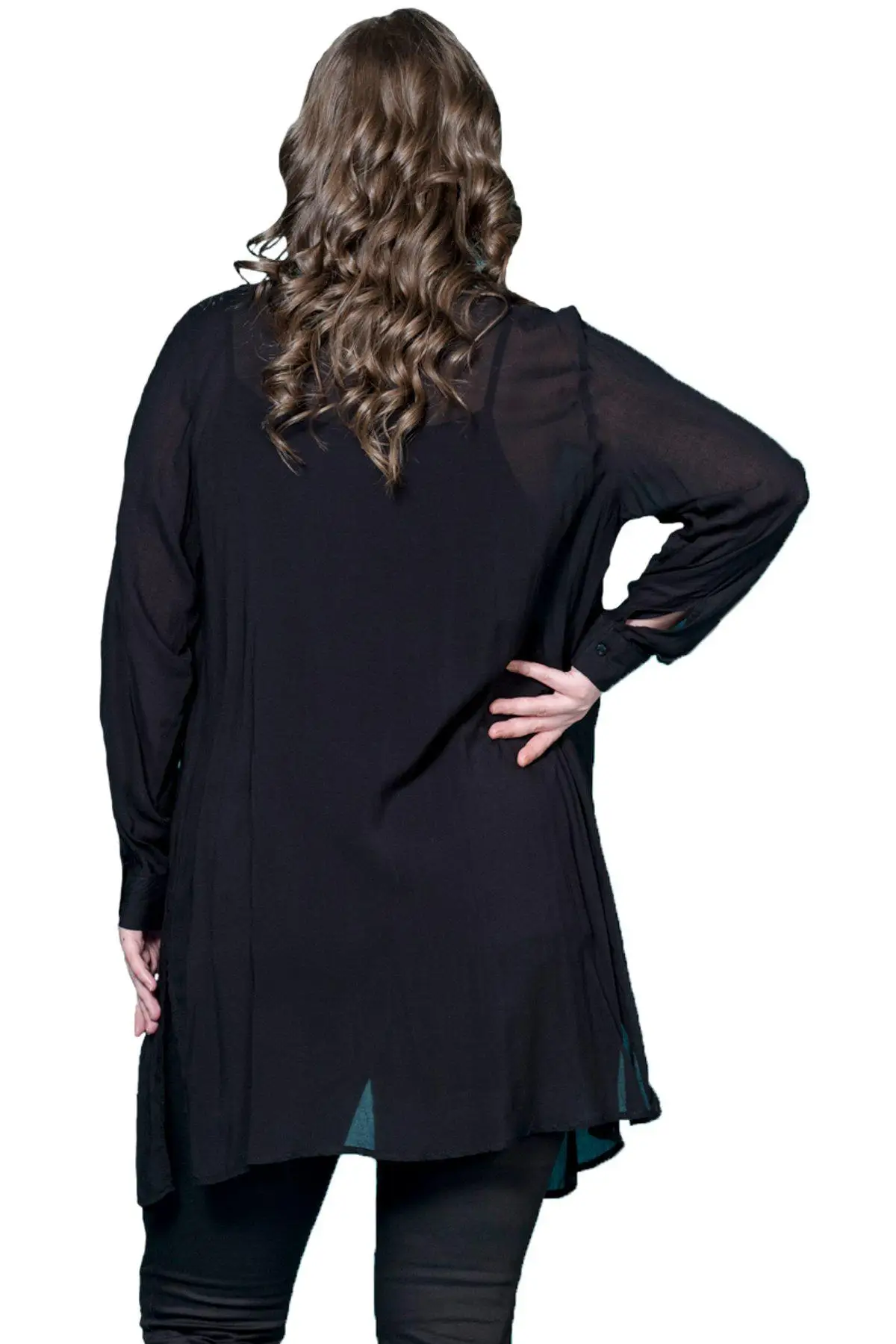 Куртка из вуали с воротником Hanezza большого размера