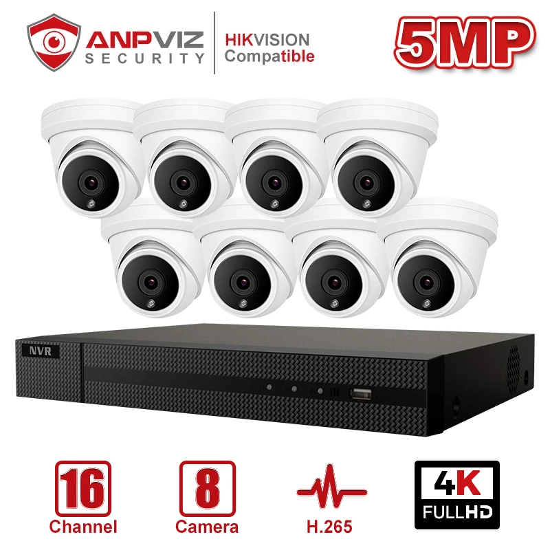 Anpviz 16CH 4K NVR 5MP купольная POE IP камера комплект ONVIF домашняя/уличная Безопасность