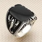 Винтажное окисленное прямоугольное мужское серебряное кольцо из черного оникса с животным скорпионом, Сделано в Турции, 925 пробы серебро