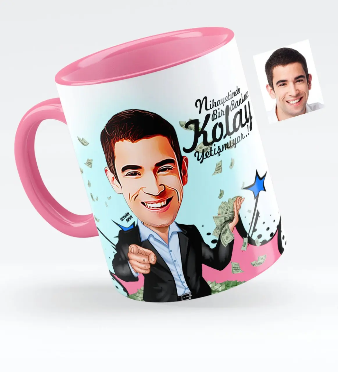 

Personalized Mr Banker Caricature Of Pink Mug cup-2