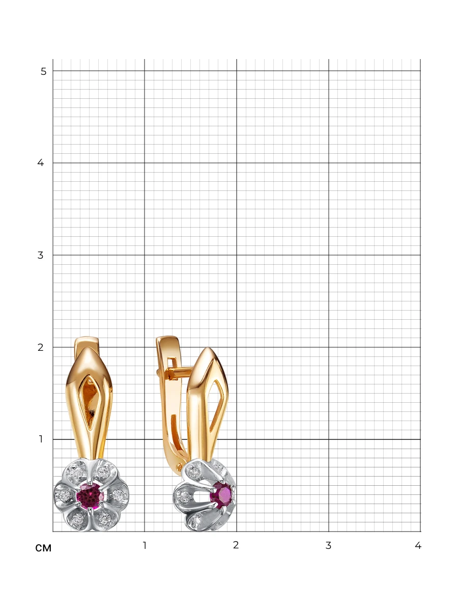 Серьги &quotЦветочек&quot SamoroDki Jewelry с натуральным агатом кор. рубином Гт сапфиром