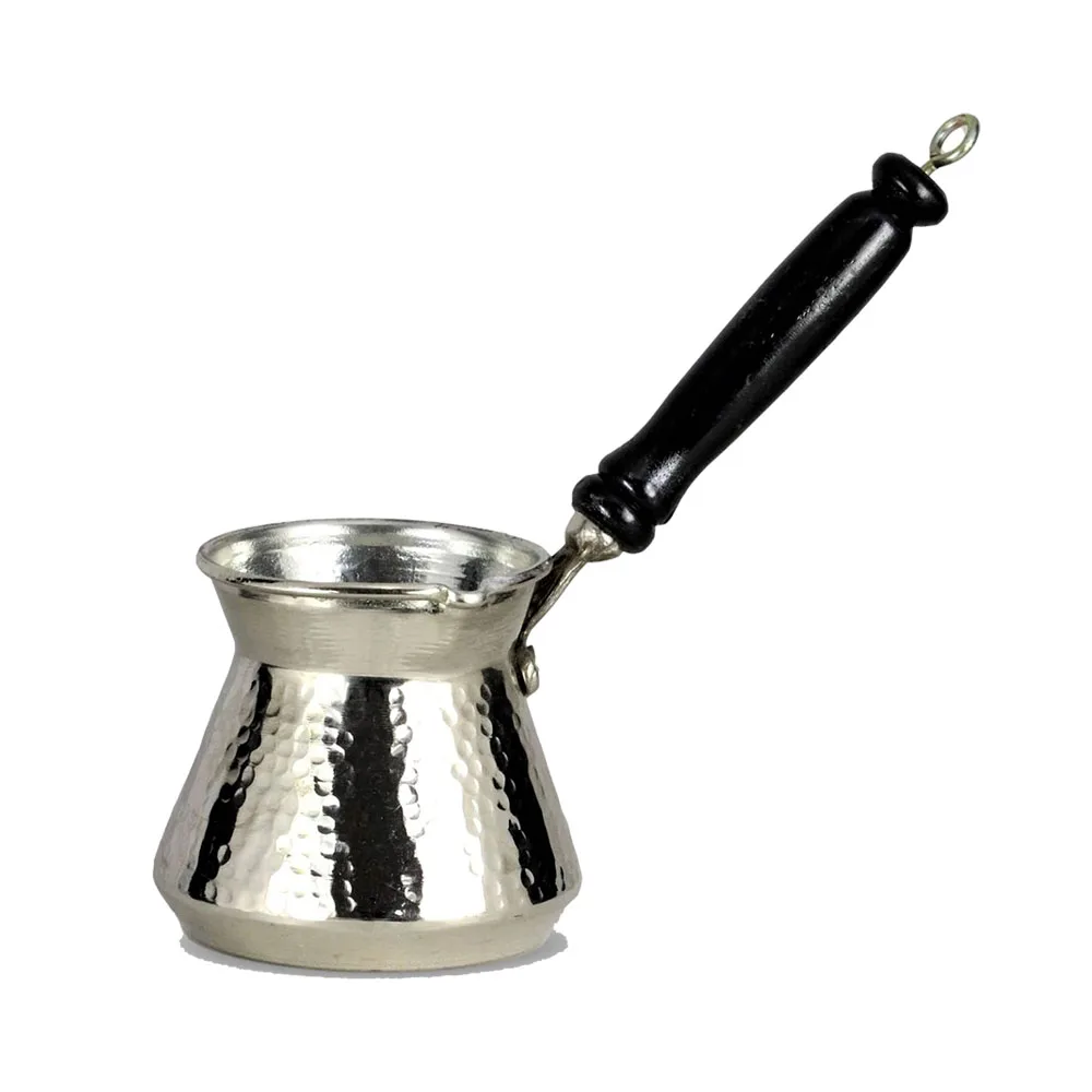 

Sonay Copper Art Wood Handle Nickel Plated Thick Forging Copper Coffee Pot Of 500 ml Purely handwork Production Inner Part Kalay plated