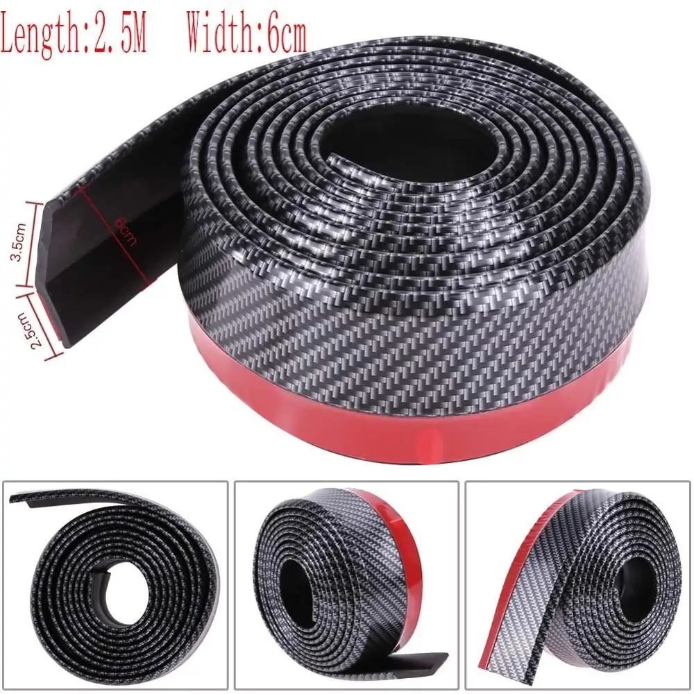2.5M Length Width6cm VODOOL 2,5 м мягкий резиновый бампер для автомобиля, резиновые молдинги, защита для автомобиля, внешний передний бампер, набор для губ, автомобильный бампер, полоска для стайлинга автомобиля - Цвет: 2.5M Length Width6cm