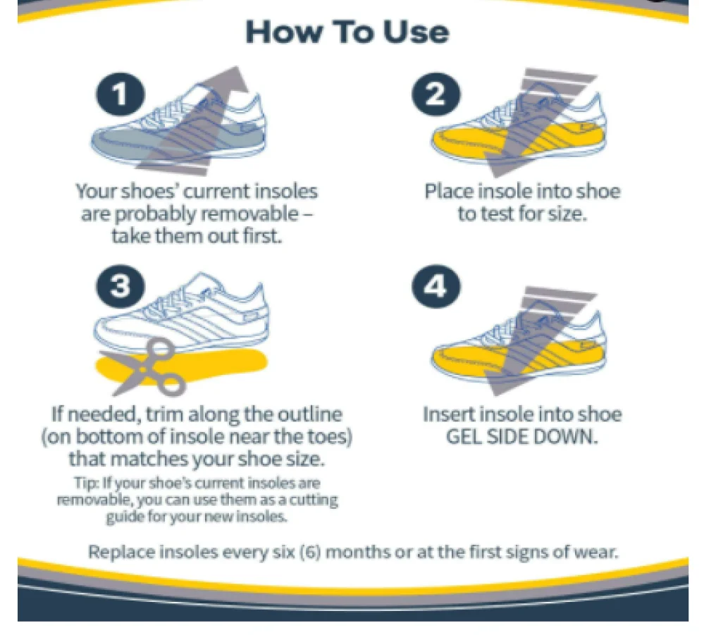 Scholl Gel Active Work and Everyday Insoles For Men Non-Slip Orthopedic Feet Soles Adjustable Pad Casual, flat Shoes, Sneaker,