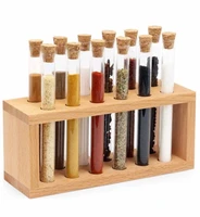 12 pieces wooden plated glass spice tubes set