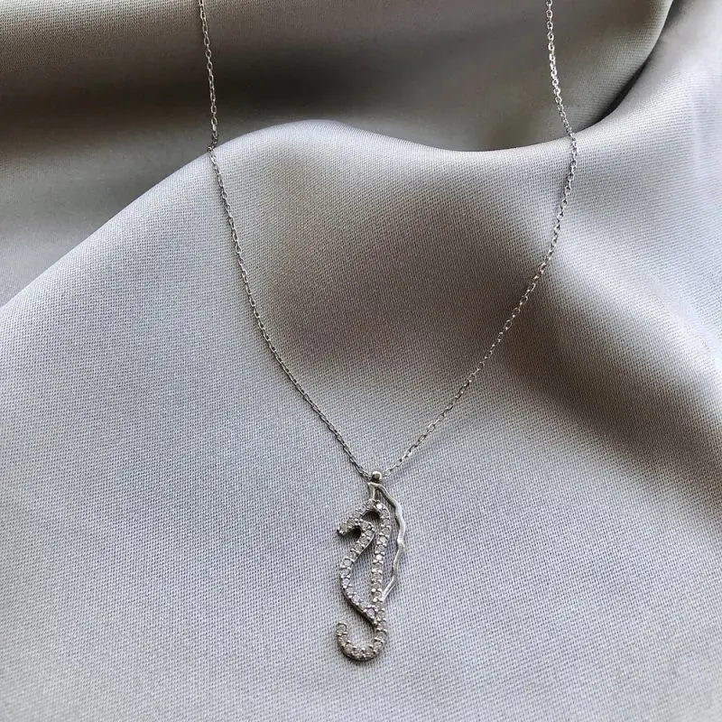 

Seahorse 925 Sterling Silver Necklace Women Girls Gift Jewelry Accessories Fashion Handmade Elegant Chain