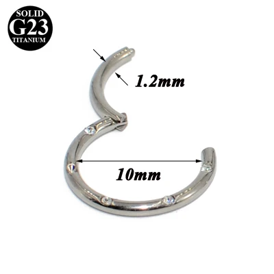 10mm Silver Clear 1 шт. G23 титановый/стальной шарнирный сегмент пирсинг для носовой перегородки Кристальное носовое кольцо ниппель кликер шпилька для уха серьги для губ пирсинг - Окраска металла: 10mm Silver Clear