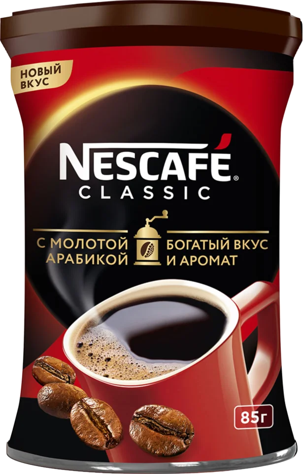 Кофе Nescafe Classic растворимый с добавлением молотой арабики жестяная банка 85 г -