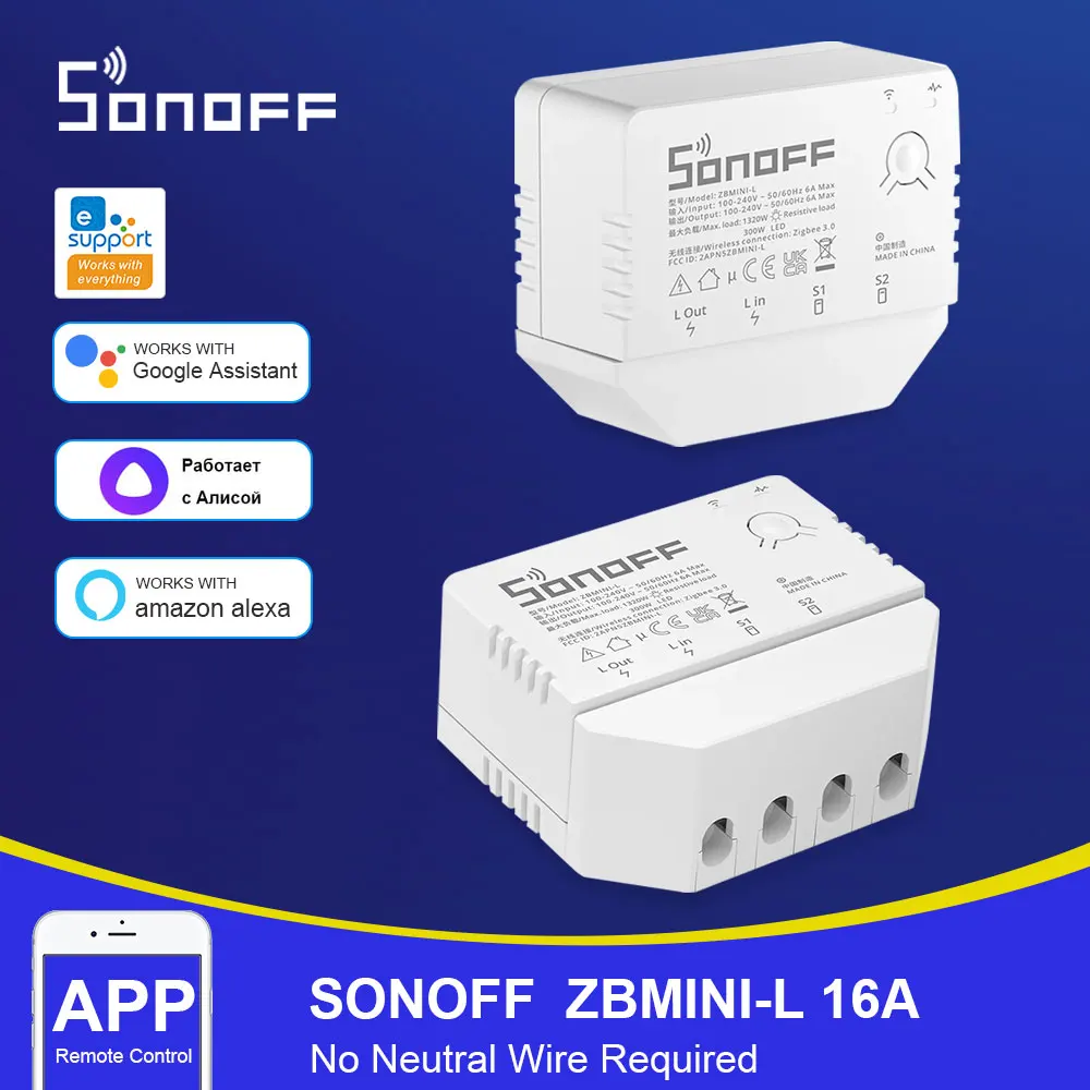

Умный мини-переключатель SONOFF ZBMINI-L и Zigbee, двухсторонний модуль управления умным домом, приложение eWeLink для Яндекс Алисы, Alexa, Google Home