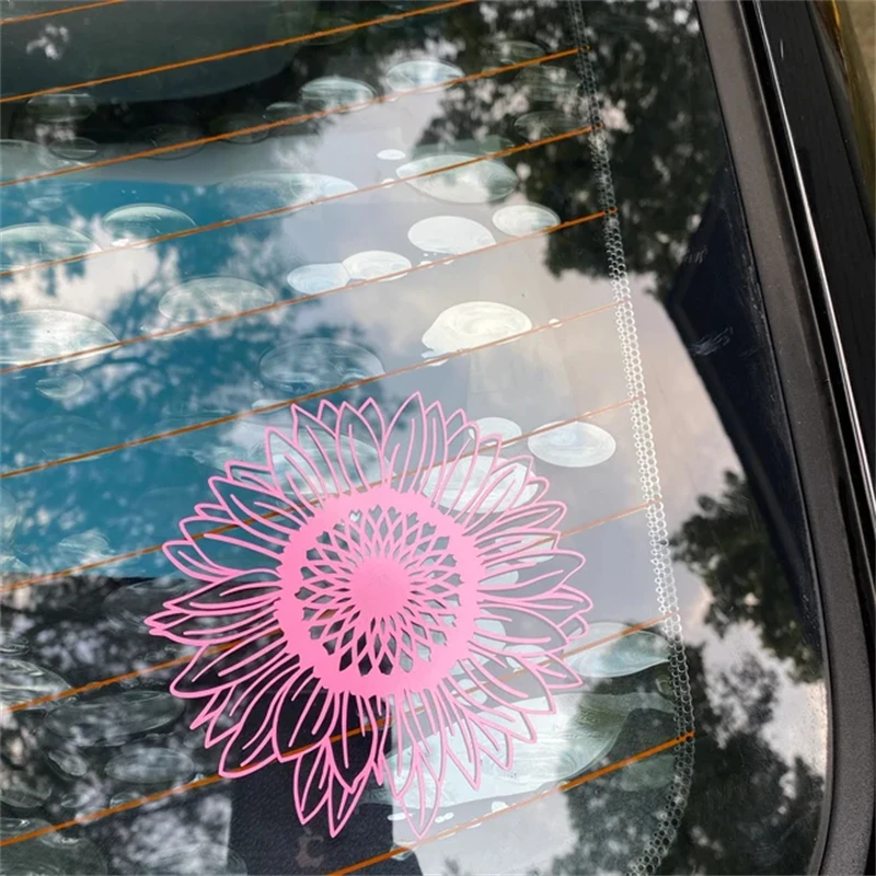 

Etie Sunflower Car Decal Laptop Sticker Wall Decal Yellow Pink White Black Windows Stickers Blossom Auto Truck Bumper