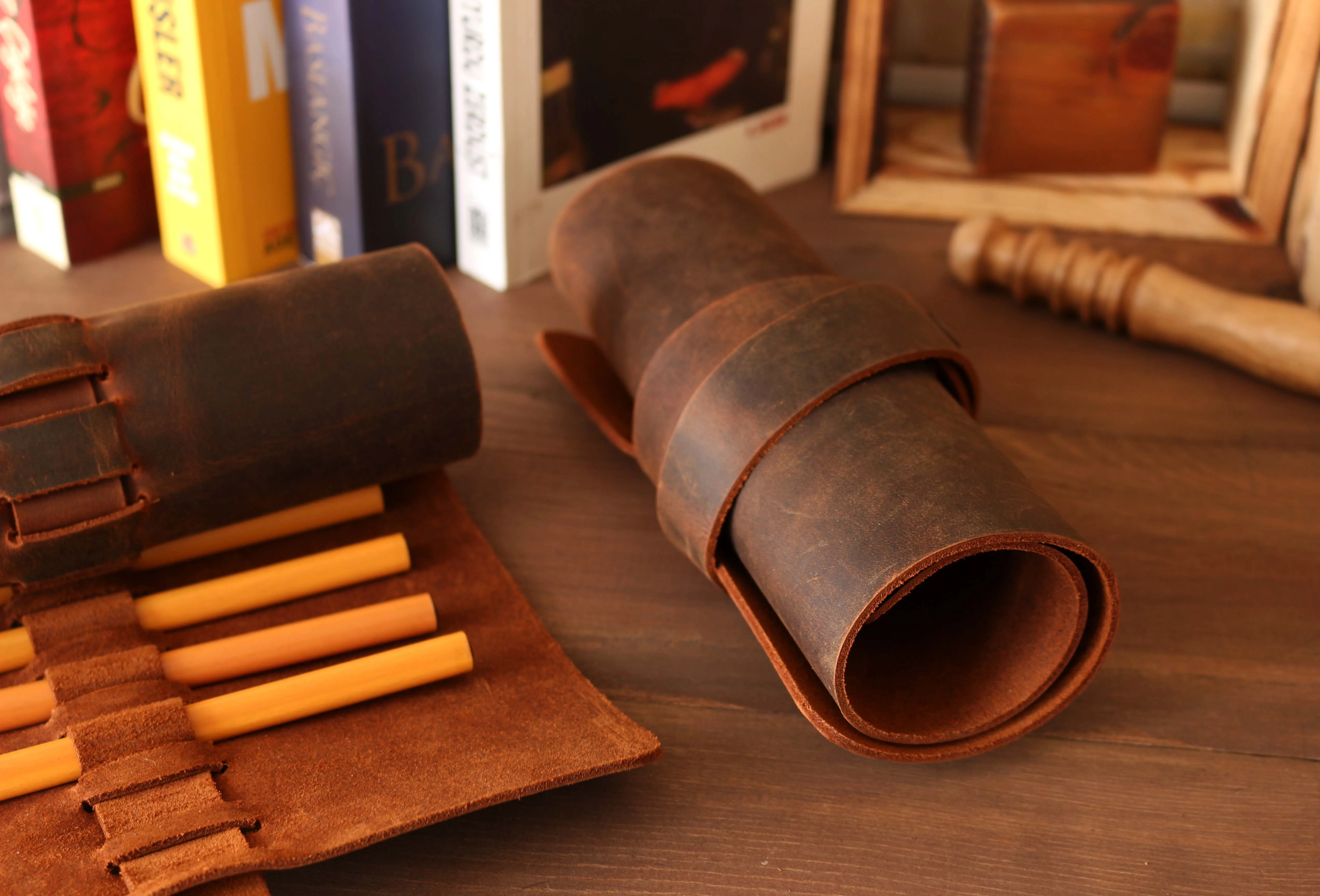 Футляр для ручек Valuaes из натуральной кожи пенал-сумочка портативный чехол