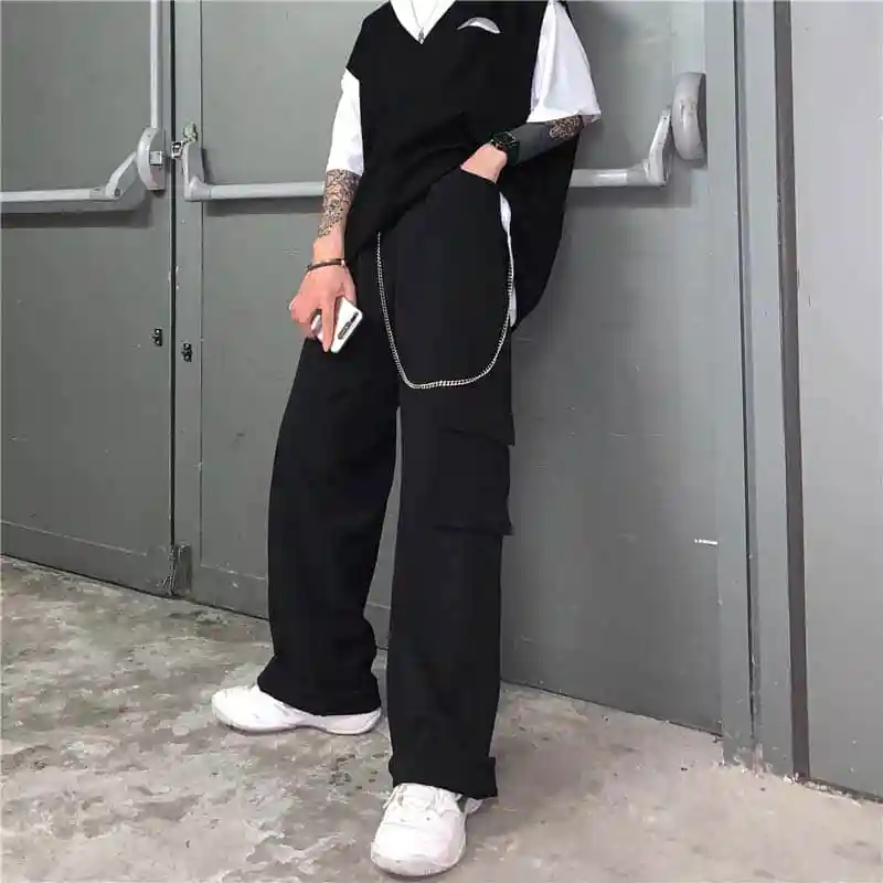 Эластичные брюки NiceMix в стиле Харадзюку модные уличные Одежда большого размера