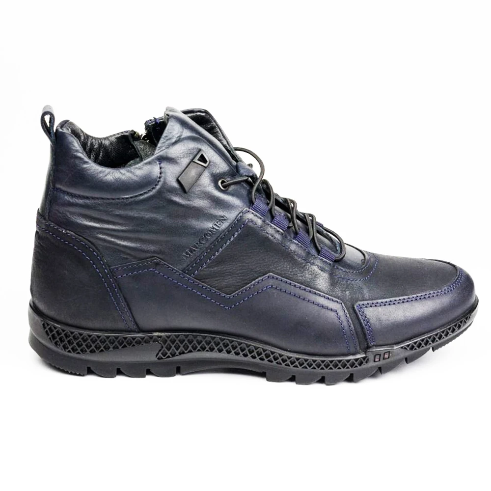 Мужские повседневные ботинки из натуральной кожи Марко, темно-синие уличныесапоги для снега и лодки, 10372