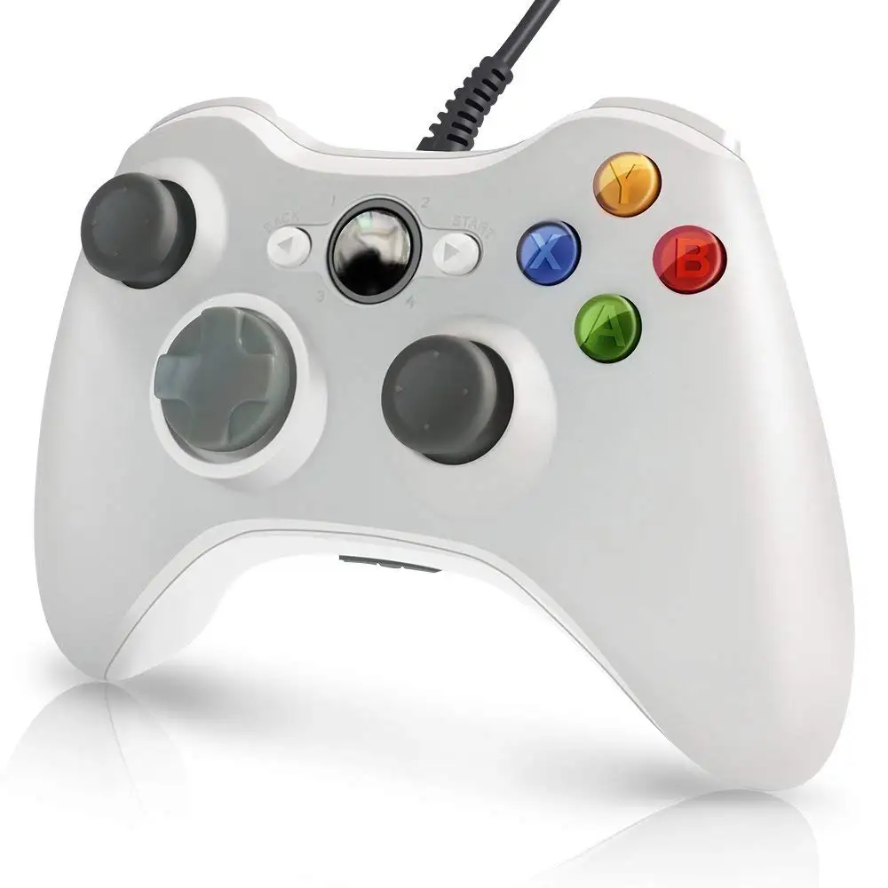 

ISHAKO Wired Controller for Xbox 360 Gamepad with Dual-Vibration for Microsoft X360 PC Win7,8,10 Mando White Black