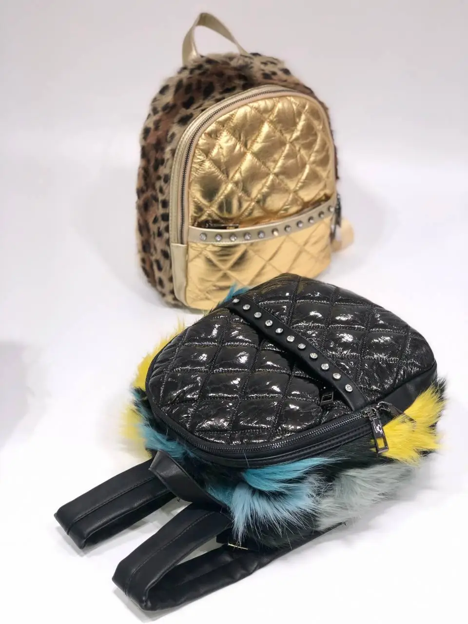 

Copoint Women's Mini Backpack in High Quality Faux Fur Quilted PES Fabric. 2021 Fashion Stylish Luxury Pocket Zipper