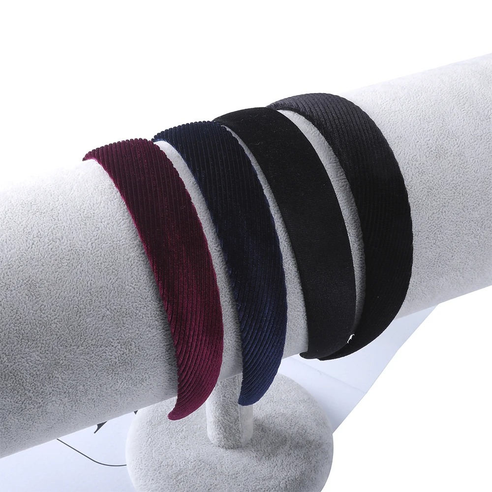 Простые бархатные ободки для волос Molans 2020 модные однотонные с широкими полями