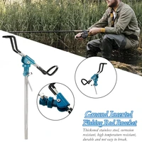 practical adjustable stainless steel fishing rod pole holder ground insert fishing rack bracket support