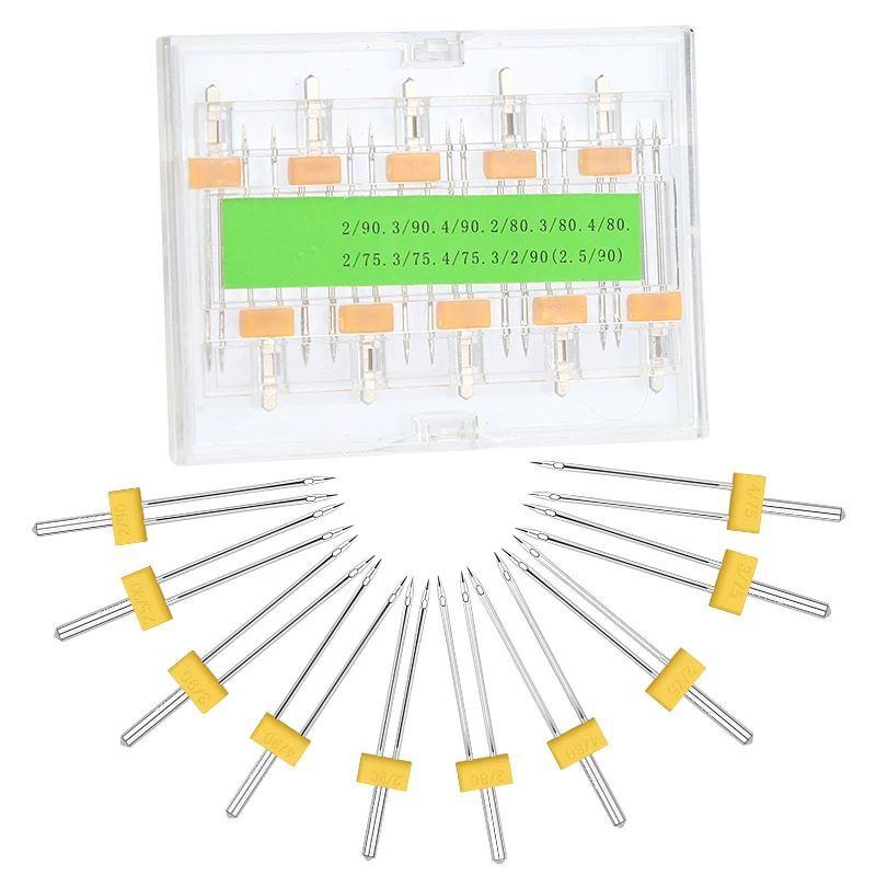 

Sewing Machine Needles Double Twin Stretch Needles Pins with Plastic Box for Household Sewing Machine DIY Sewing Tools