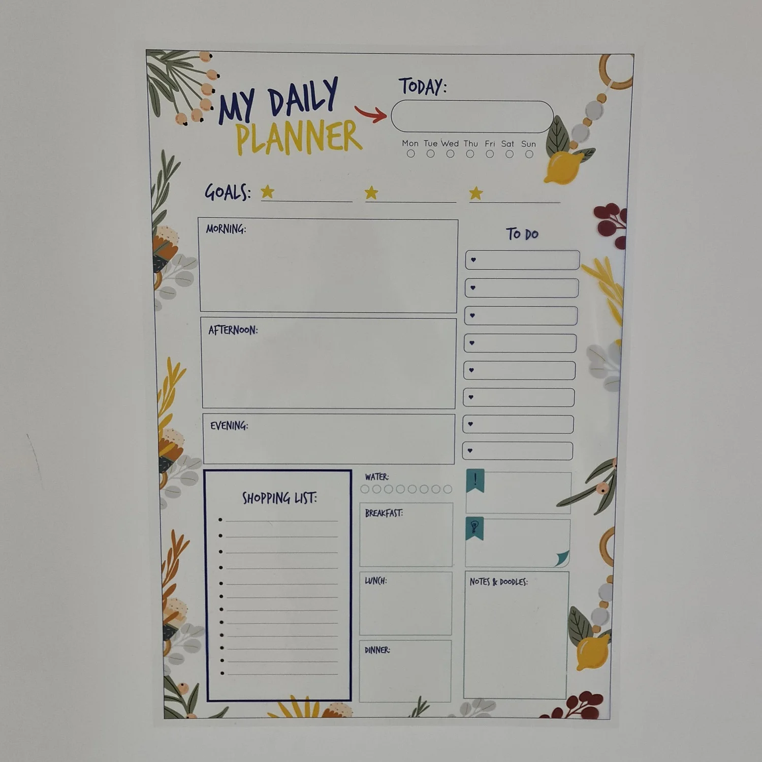 

Dry Erase Daily Planner Clings to itself Does not Require Gluing, Easy to İnstall Can Be Written and Erased