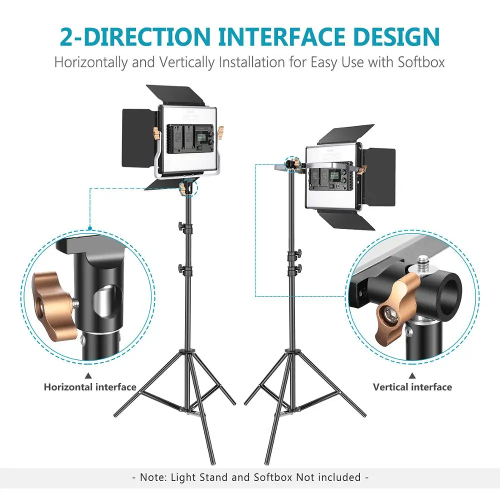 

Neewer 2 Packs 480 LED Video Light Photography Lighting Kit, Dimmable Bi-Color LED Panel with LCD Screen, 2.4G Wireless Remote