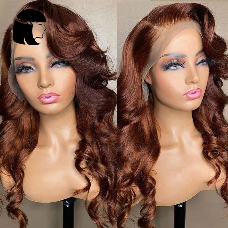 Changjin13X6 Lace Front Wigs For Women With Baby Hair Brazilian Ombre Brown Color 4x4 Closure Human Hair Wigs