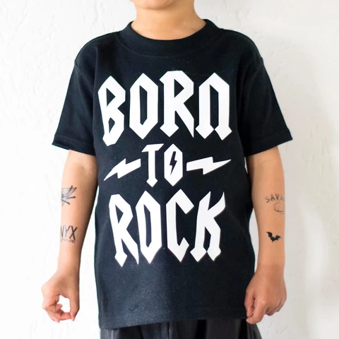 Детская и детская футболка Born to Rock, маленькая качалка, одежда для малышей, забавные черные и белые топы из тяжелого металла, Прямая поставка