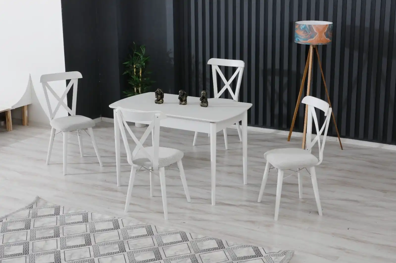 

Роскошный обеденный стол из светильник кого мрамора и 4 комплекта стульев, простой круглый обеденный стол для дома