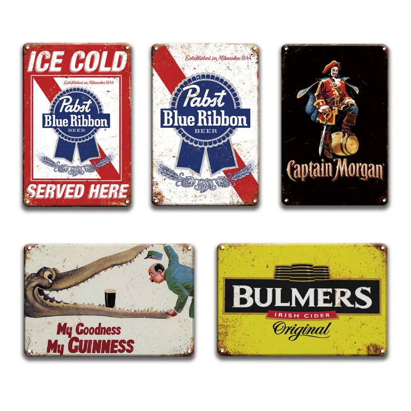 Винтажный пивной плакат металлические фотообои пиво Guinness ресторан кухня