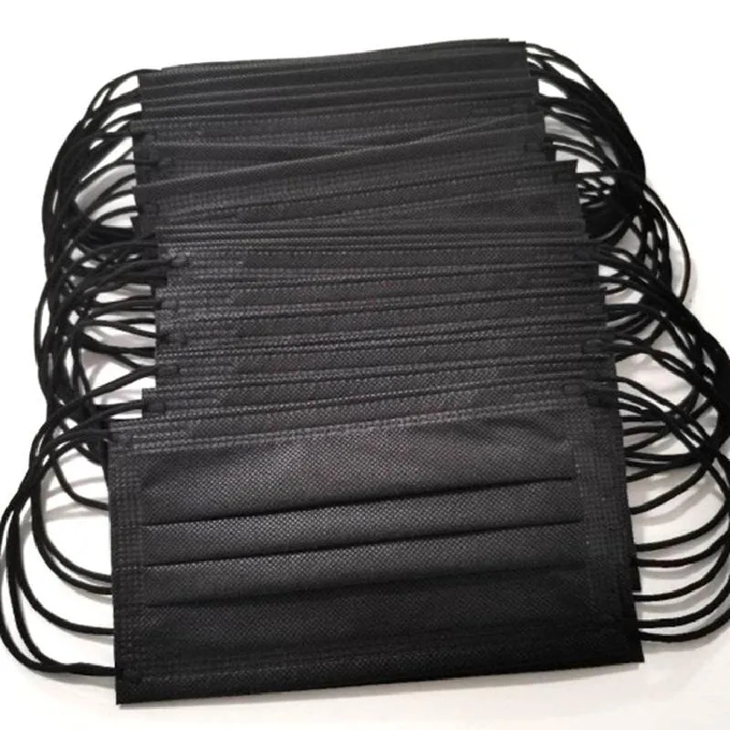New 50-600PCS Disposable Black Adult Protective Mask Anti-Dust 3 Layers Filter Earloop Non Woven Face Mouth Men Women | Красота и