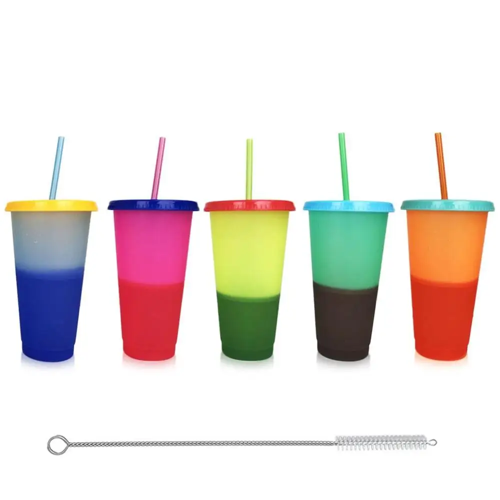 Многоразовая чашка для смены цвета с соломенными крышками набор из 15 штук кружки
