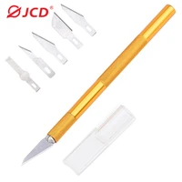 jcd non slip gold metal scalpel knife tools for mobile phone pcb cutter engraving craft knives5pcs blades diy repair hand tools