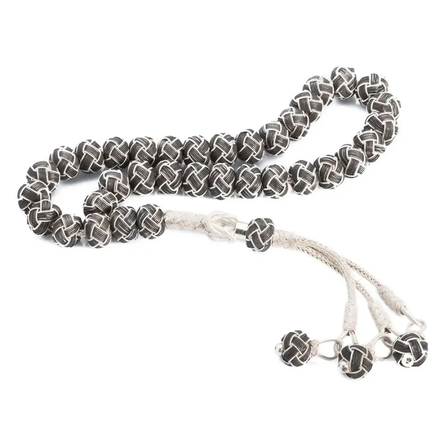 

1000k Silver Handmade Braid Trabzon Kazaziye Rosary (Tasbih) Fashion Turkish Premium Quality Handmade Jawelery