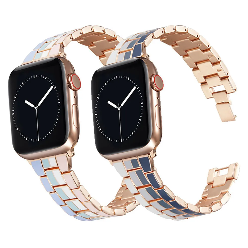 

Ремешок Радужный для Apple Watch Band 7 6 5 4 41 мм 45 мм 40 мм 44 мм, браслет из нержавеющей стали для iWatch Series SE 3 2 38/42 мм