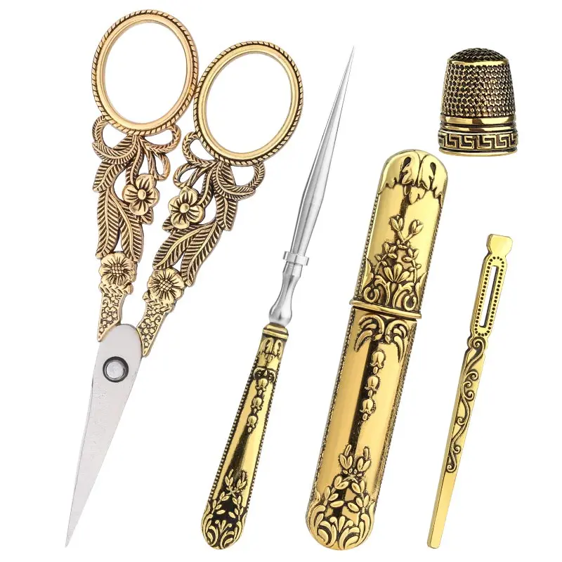 

SHWAKK Embroidery Tailor Retro Scissors Kits Vintage Scissors For Sewing Fabric Needlework Thread Scissors with Thimble Shears