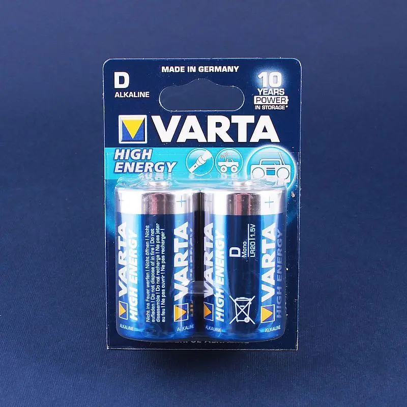 Батарейка VARTA типа D/ LR20 (большие) щелочные 1.5 В 2 штуки в упаковке | Электроника