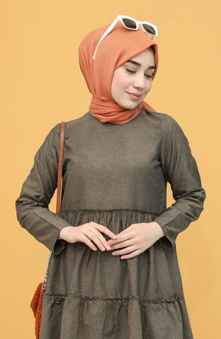 

Frilly Tunic Polyester Long Sleeve Zero Collar Buttoned Seasonal Women Muslim Fashion Hijab Clothing Comfortable Stylish Sweatpr