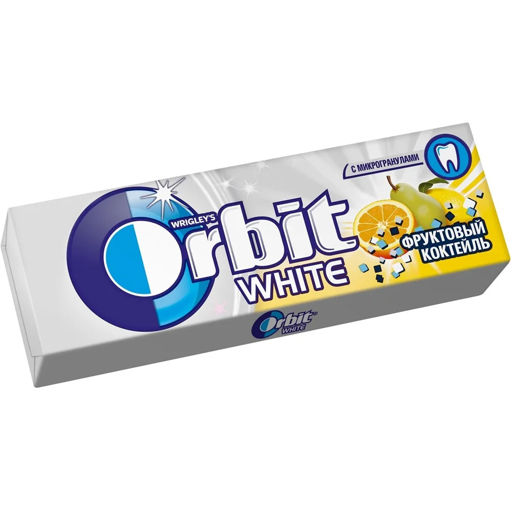 Orbit Белоснежный жевательная резинка Фруктовый коктейль 30 шт 13.6 гр|Жевательная