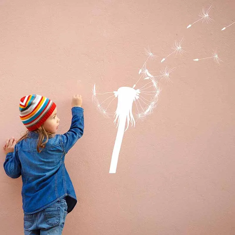 Наклейка на стену с большим одуванчиком недорогой декор для украшения красивые