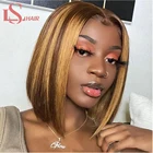 Парик LS Highlight Bob из натуральных волос, бразильский парик с сетчатой основой 4 х1 T, короткий парик Боб из натуральных волос для женщин
