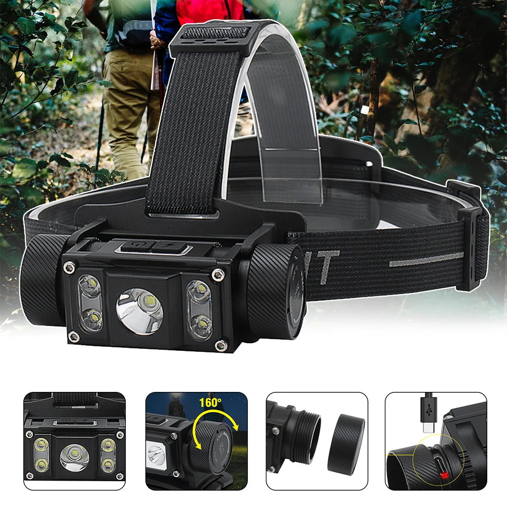 

Светодиодный налобный фонарь Asafee B50, светодиодный водонепроницаемый налобный фонарь L2 21700 люмен для кемпинга, рыбалки