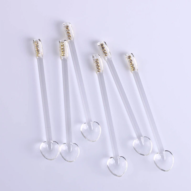 

6 Pieces Set Glass Tea Spoon Creative Coffee Spoons Specialty Restaurant Mixing Gold Silver Stone Color Dinnerware Tableware
