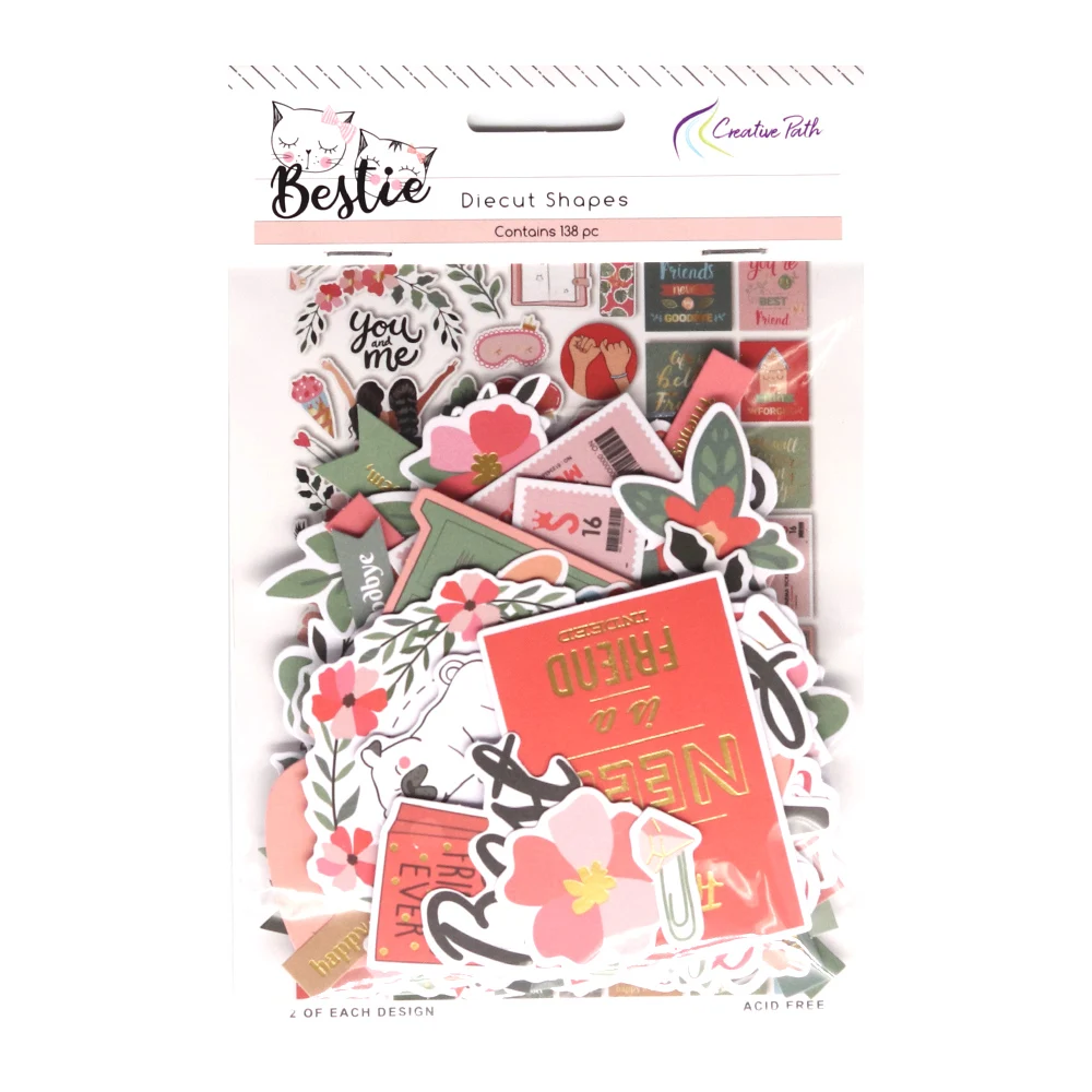 

Creative Path 138pcs Paper Diecuts Ephemera Shapes Embellishments Foil Design Crafts Scrapbooking Cardmaking Journal Decoration