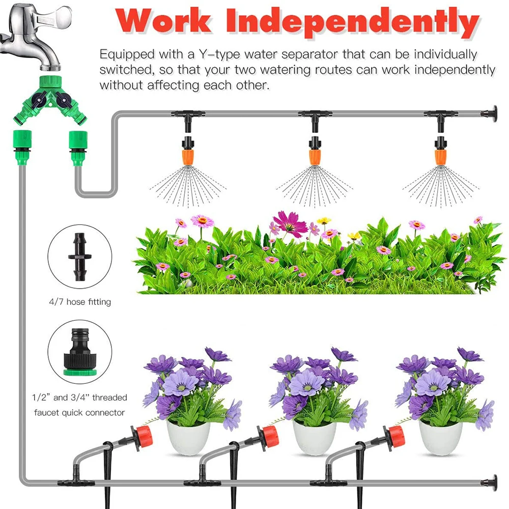 

30m Automatic Micro Drip Irrigation System Garden Irrigation Spray Self Watering Kits with Adjustable Dripper