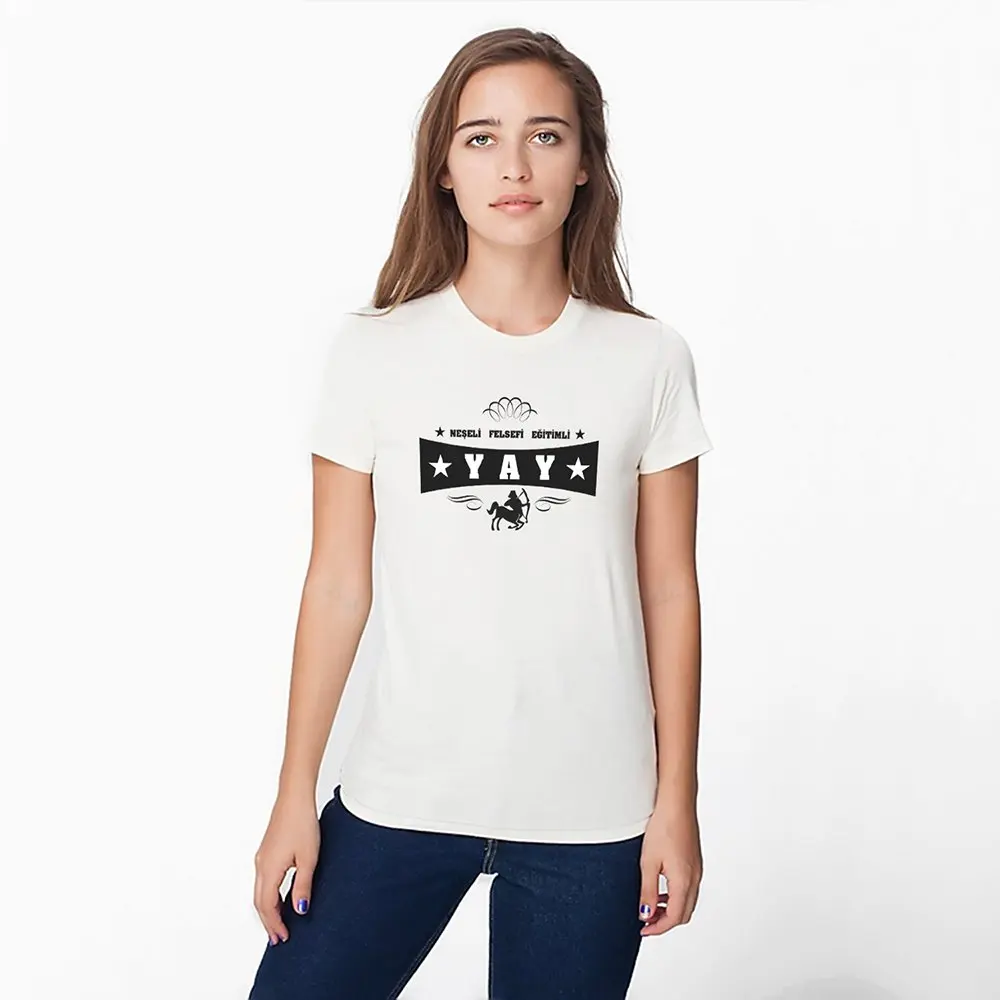 

При индивидуальном заказе Стрелец со знаковым дизайном, белые женские T-Shirt-1